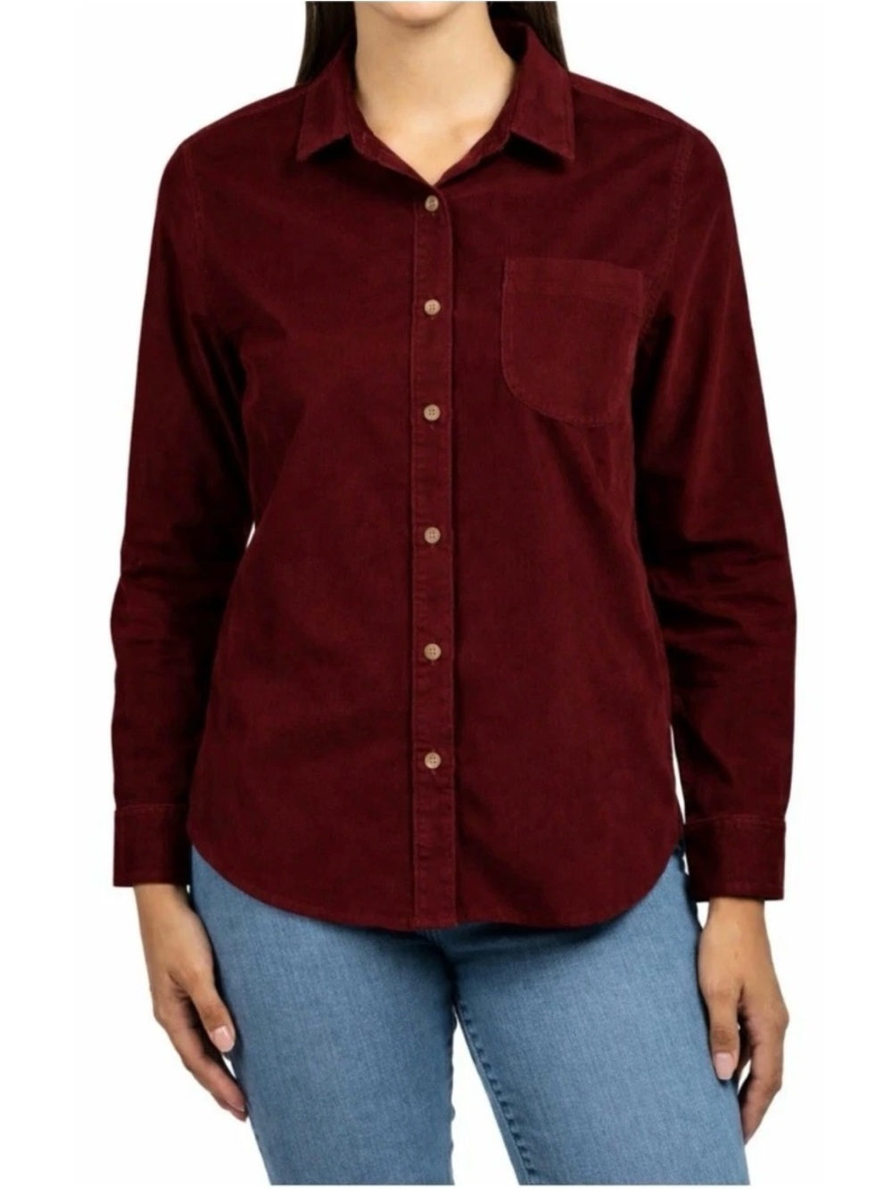 Jachs Girlfriend Ladies Mini-Corduroy Button Down Long Sleeve Shirt. Size large